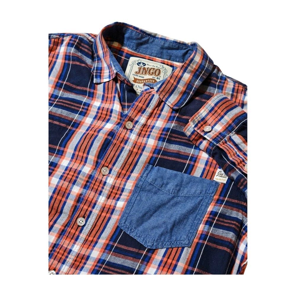 Vintage JNCO Crown Brand Button Up Plaid‎ Flannel 90s Grunge Long Sleeve Men's M